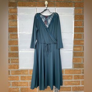 LONG TALL SALLY LACE INSERT TEAL DRESS SIZE 14